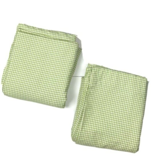 Pottery Barn Curtains Green Gingham Panels Drapes - Picture 2 of 6